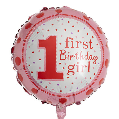 1st First Birthday Girl Polka Foil Balloon For Happy Birthday, Baby Shower, Events Decoration and Celebration Theme Party Supplies For Your Loved Ones