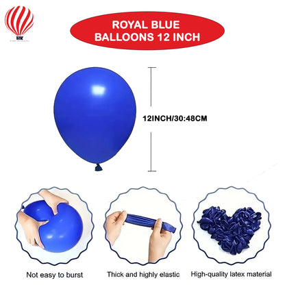 HK balloons 100-Pack Royal Blue Balloons: 12 Inches Each (Thickened to 3.2g per piece) - Perfect Pearl Round Helium Balloons for Wedding, Birthday, Christmas, and Party Decorations.