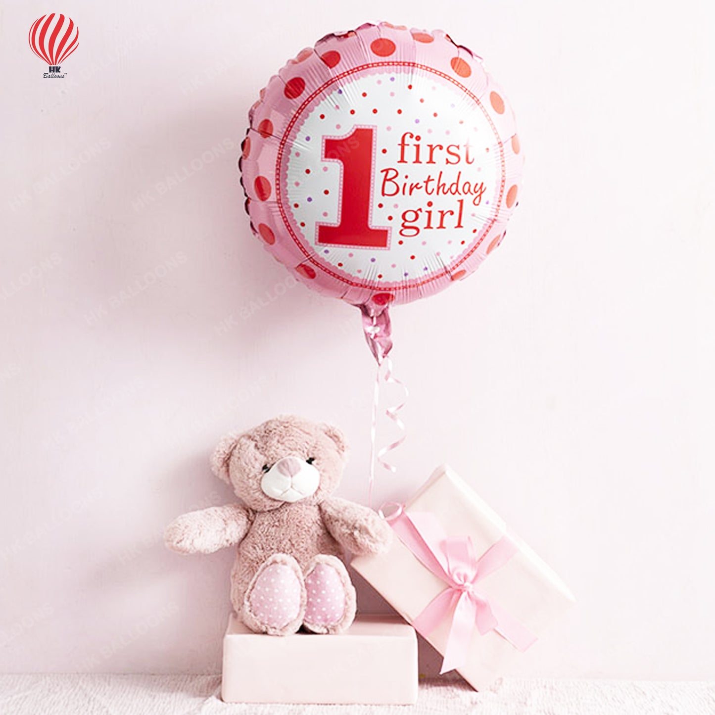 1st First Birthday Girl Polka Foil Balloon For Happy Birthday, Baby Shower, Events Decoration and Celebration Theme Party Supplies For Your Loved Ones