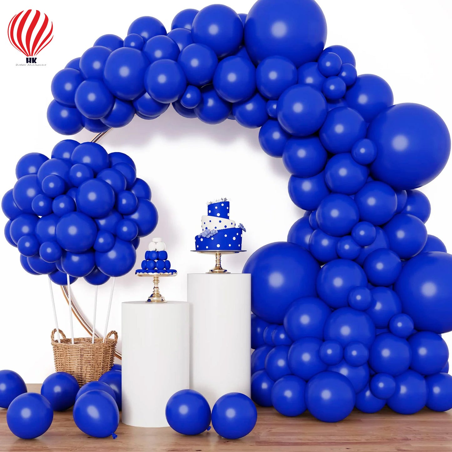 HK balloons 100-Pack Royal Blue Balloons: 12 Inches Each (Thickened to 3.2g per piece) - Perfect Pearl Round Helium Balloons for Wedding, Birthday, Christmas, and Party Decorations.