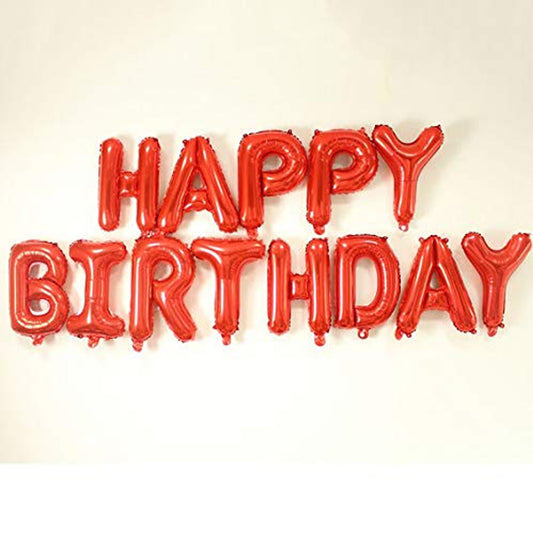 HK balloons Solid Happy Birthday Alphabets Letters Red Color Foil Balloon 16" Inch Party Celebration Decoration