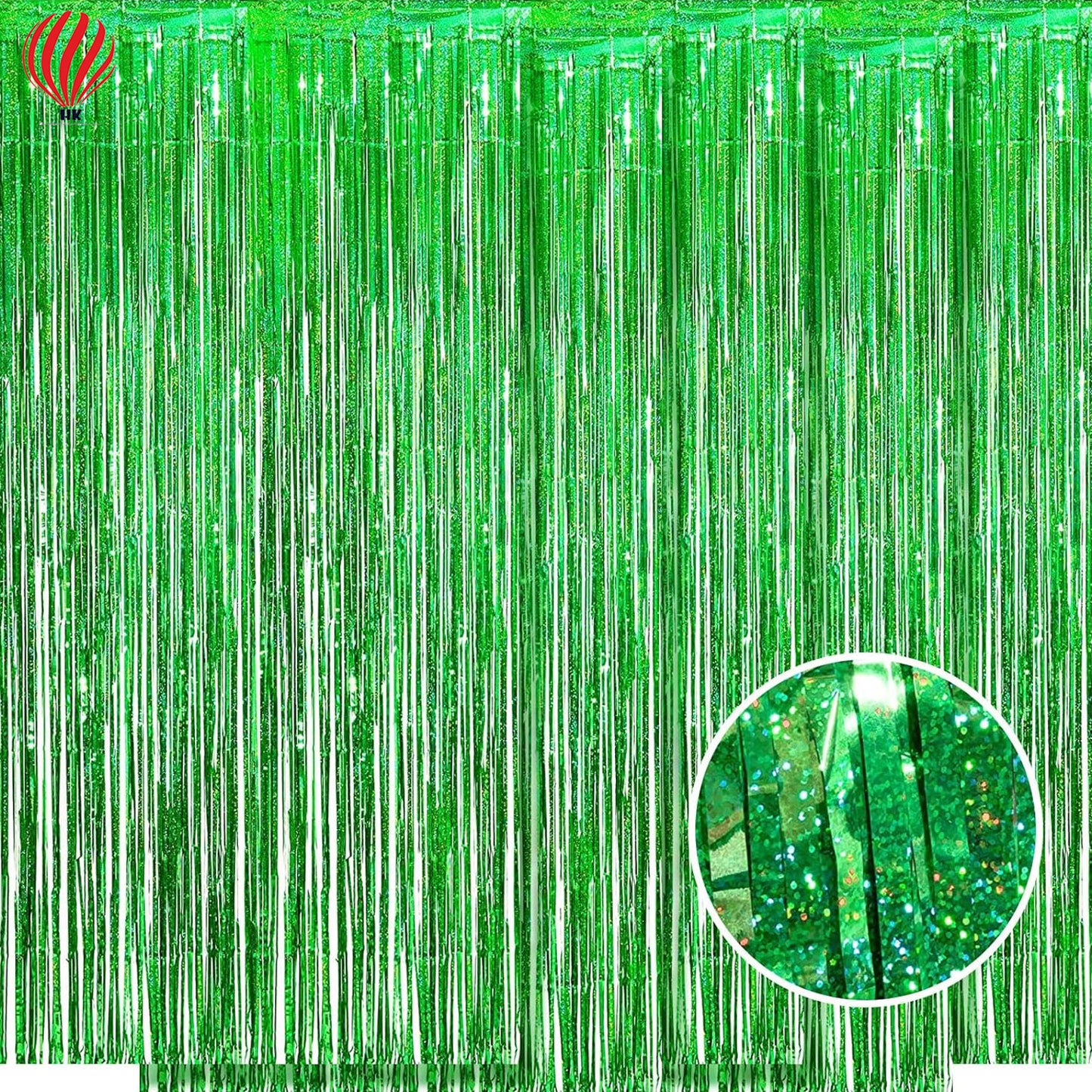 HK balloons Green Blue Foil Fringe Curtains