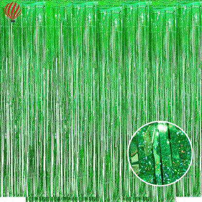 HK balloons Green Blue Foil Fringe Curtains