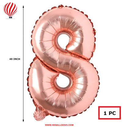 HK balloons 40 inches Number Foil Balloon Rose Gold Number 8