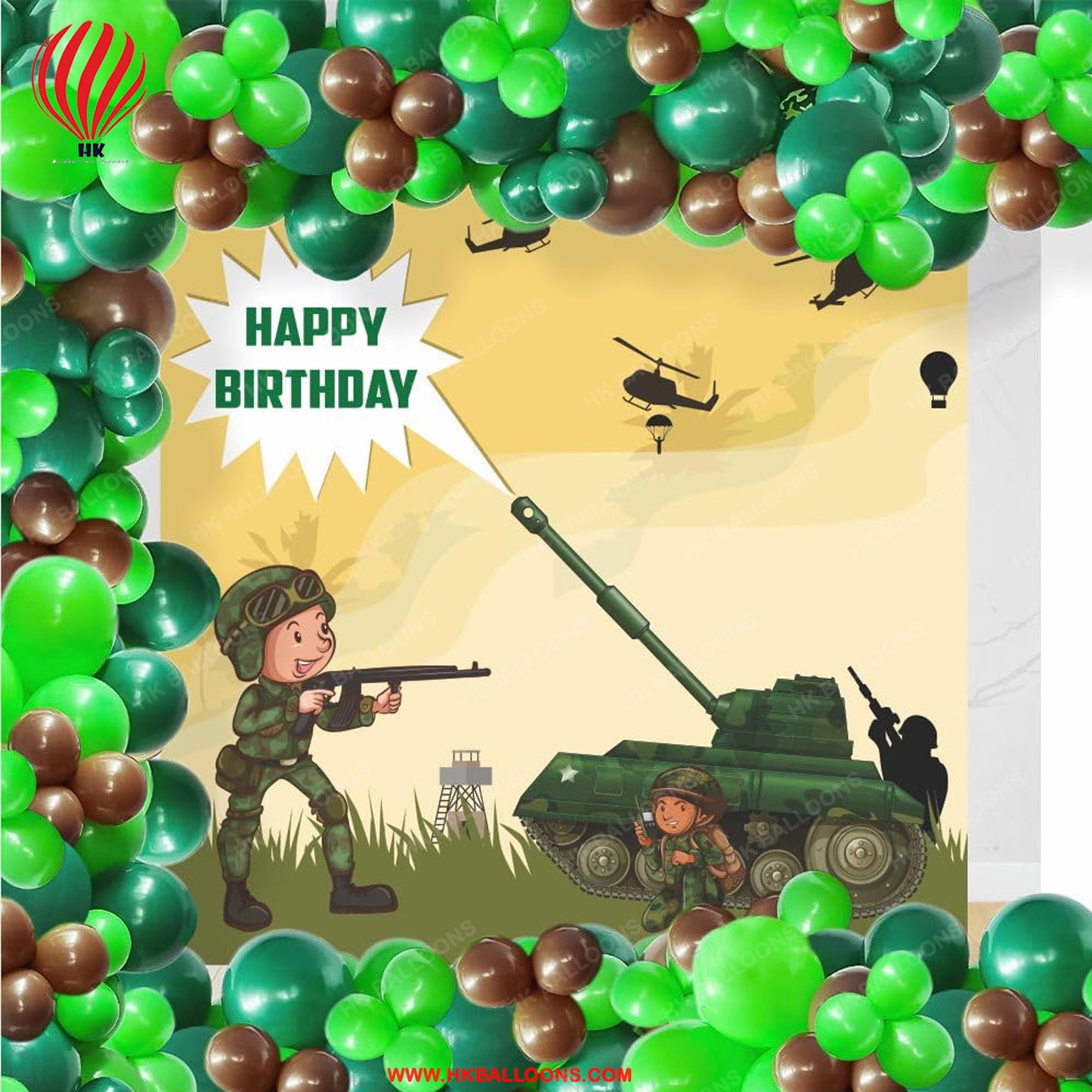 HK-balloons-Untumble Army Theme Birthday Decoration Backdrop Arch Kit | Military Theme Birthday Decoration