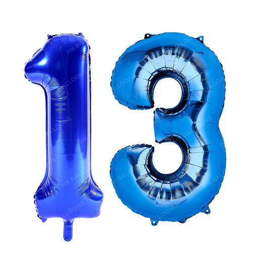 HK balloons  13 Number Numeric Digit Blue Foil Balloon