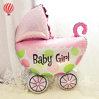 HK Balloons Pop the Party Baby Shower Pram Foil Balloons/Cradle Shape Foil Balloon/Baby Shower/Baby Girl Decoration Material