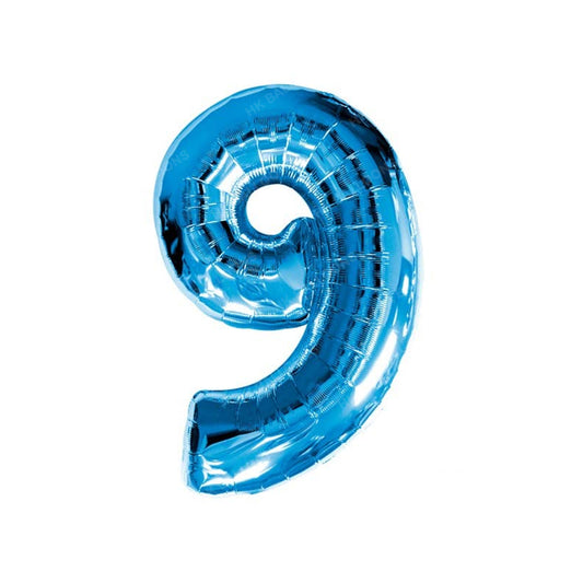 HK balloons  9 Number Numeric Digit Blue Foil Balloon