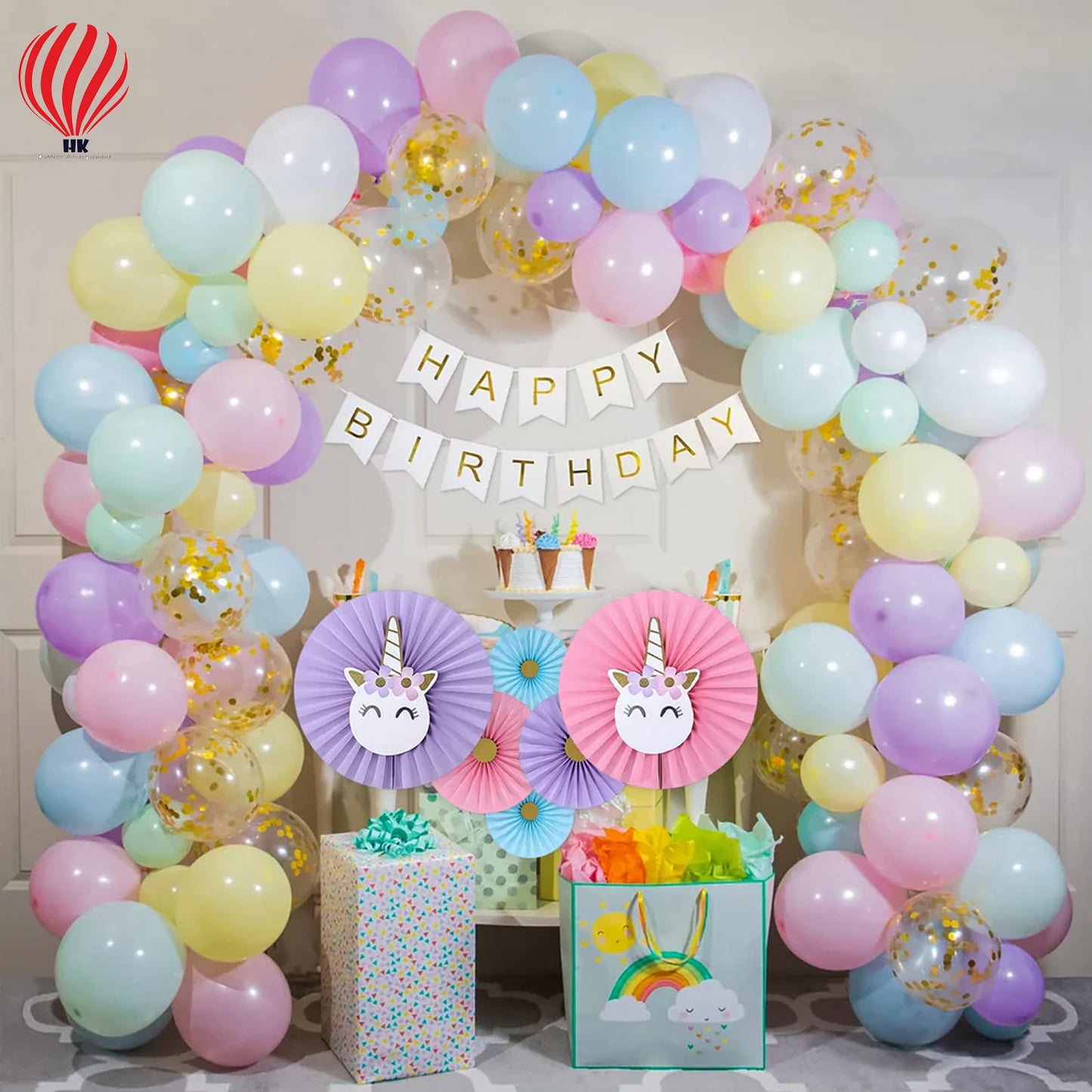 HK balloons Unicorn Theme Happy Birthday Decoration Kit for Girls