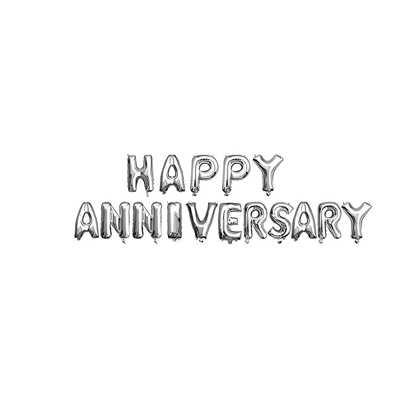 HK balloons Happy Anniversary Letter Foil Balloons- for Party Decorations (16 inches,Silver)