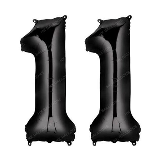 HK balloons 11 Number Numeric Digit Black Foil Balloon