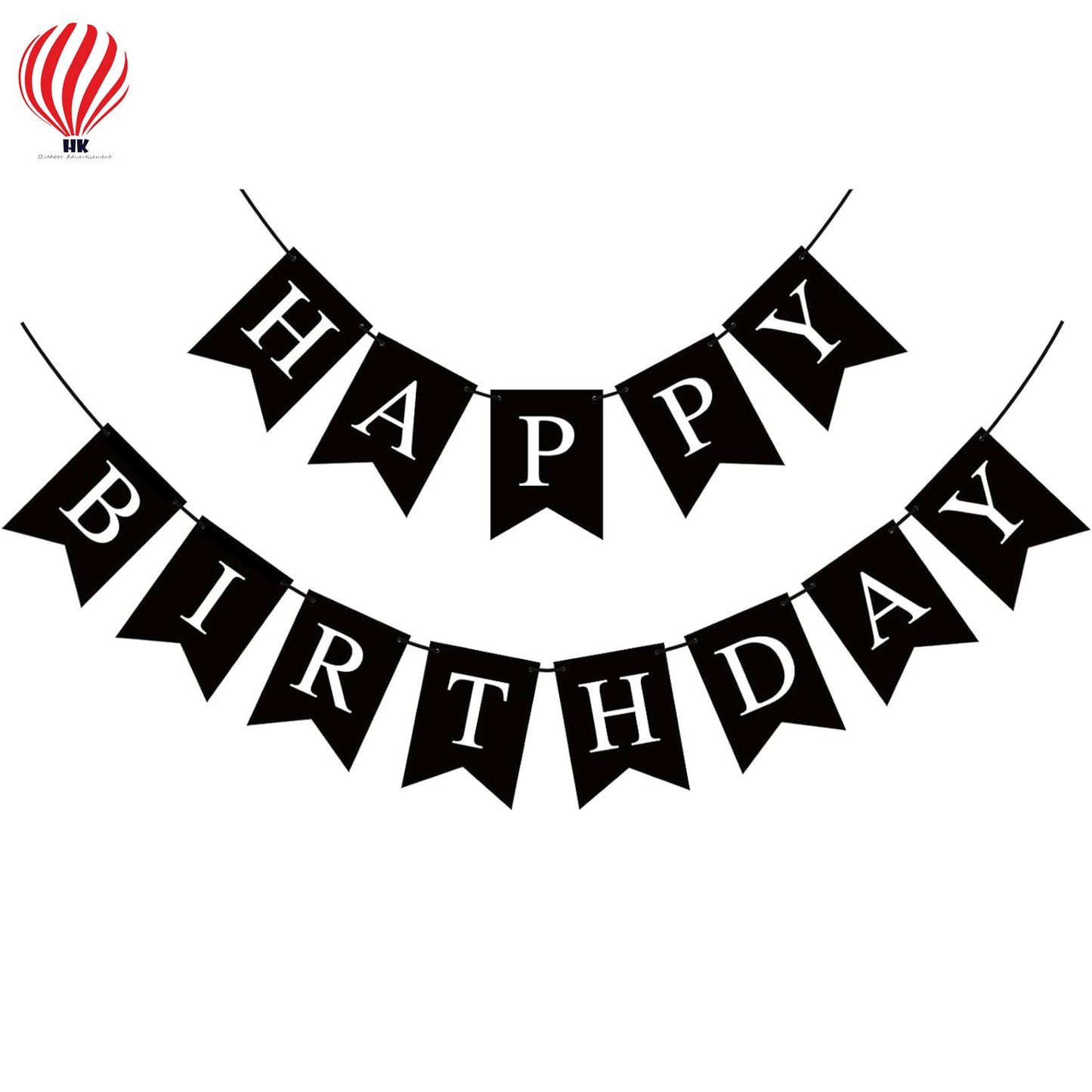 HK balloons Black Happy Birthday Banner Birthday Sign for Backdrop Happy Birthday Decorations for Men Women Black Birthday Party Wall Door Bunting Banner Flag Birthday Tea Party Supplies