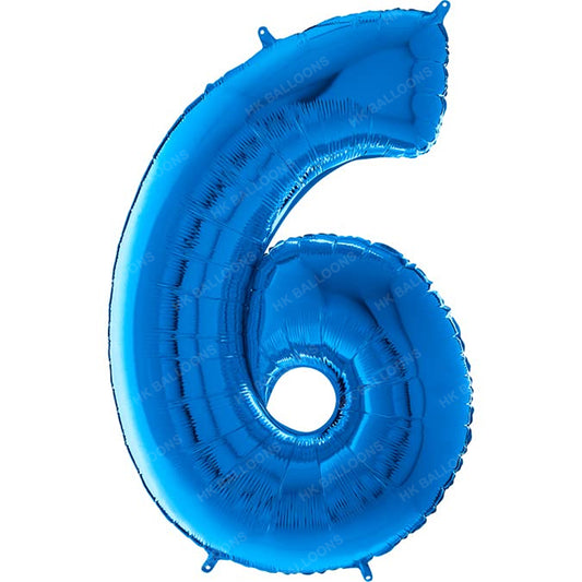 HK balloons  6 Number Numeric Digit Blue Foil Balloon