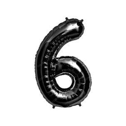 HK balloons  6 Number Numeric Digit Black Foil Balloon