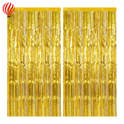 HK balloons 2-Pack Gold Foil Curtain Backdrop Perfect for Birthday, Bachelorette, Christmas, Halloween, and New Year's Eve Parties.