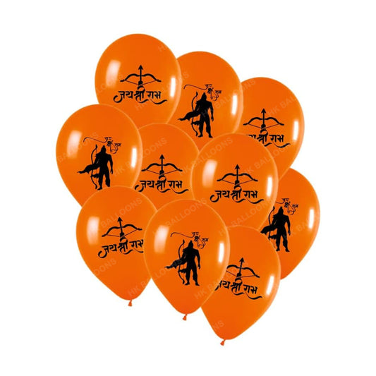 HK balloons Pack Of 100  Ram Navami Jai Shree Ram Balloons for Ram Mandir Inauguration and Religious Festival Decoration Orange Balloons for Jai Shree Ram Puja Decoration,Temple Decorations