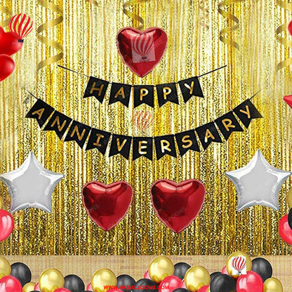 Hk Balloons Pack Of 105 Pcs Happy Anniversary Decoration Set For Anniversary Decorations For Husband & Wife Anniversary Decorations (Multicolor)(Plastic)