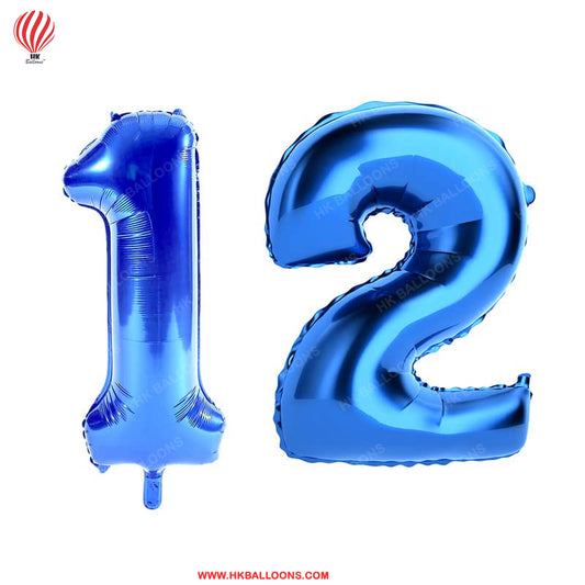 HK balloons  12 Number Numeric Digit Blue Foil Balloon