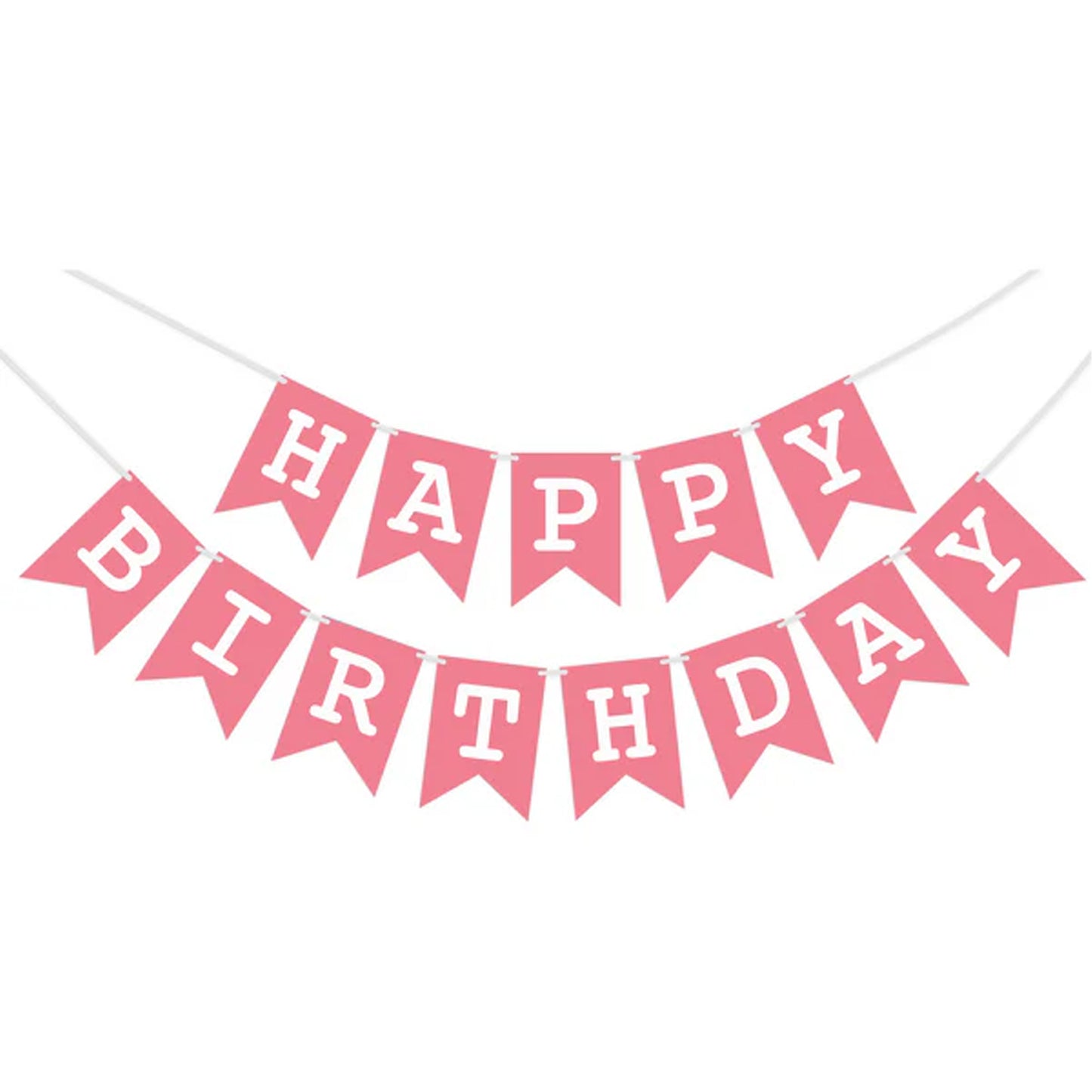 HK balloons Pink Paper Happy Birthday Banner