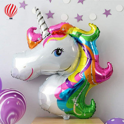 HK balloons Happy Birthday Unicorn Theme Foil Balloons Decoration Kit For Kids. Set Of 5 Pcs