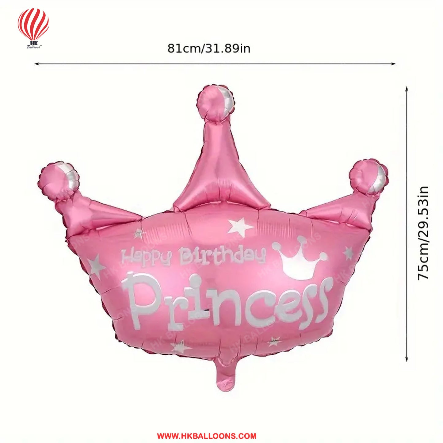 HK balloons 1pc, Giant Princess Crown Foil Balloons Pink Birthday Party Decorations Girls Party Supplies Baby Shower Decoration Home Room Decor