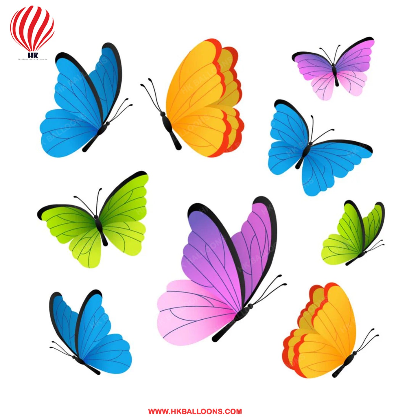 HK balloons Butterfly Colored Theme Cutout Birthday Decoration(12 Pcs)