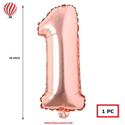 HK balloons 40 inches Number Foil Balloon Rose Gold Number 1