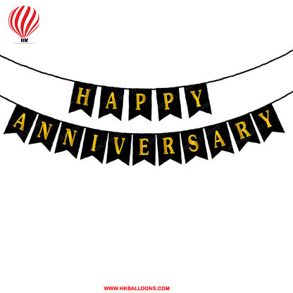 HK-balloons-50th Anniversary Decoration Items Kit for Home /Golden Jubilee Decor for Parents Couples /Happy Anniversary Bunting Banner, Golden and Silver Metallic Balloons, Heart Foil(Pack of 50pcs)