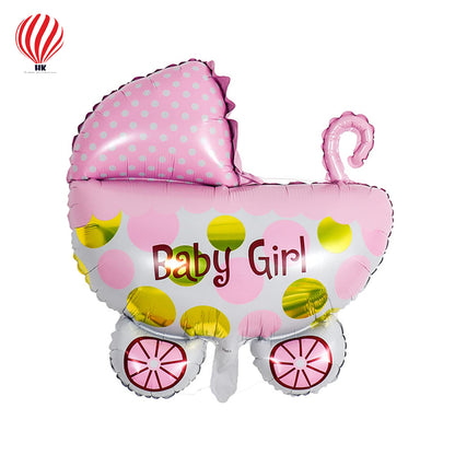 HK Balloons Pop the Party Baby Shower Pram Foil Balloons/Cradle Shape Foil Balloon/Baby Shower/Baby Girl Decoration Material