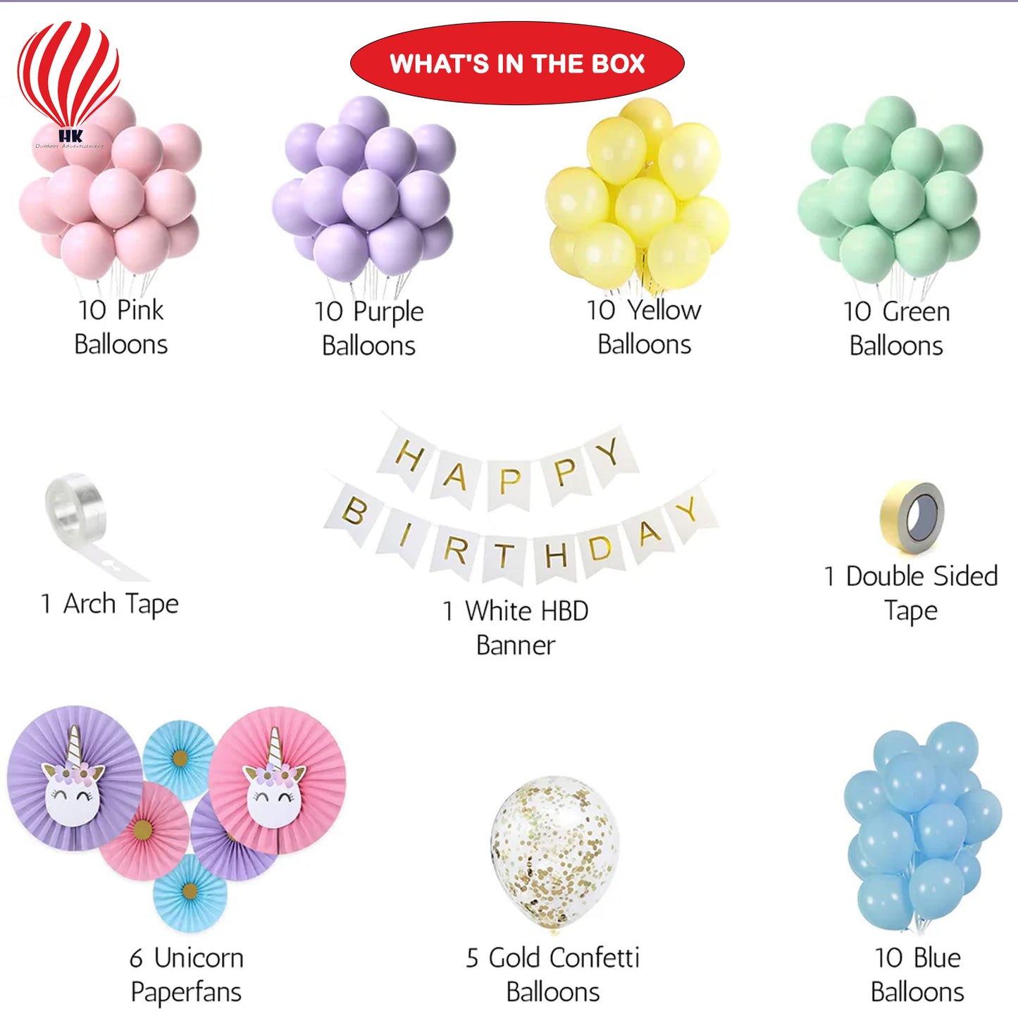 HK balloons Unicorn Theme Happy Birthday Decoration Kit for Girls