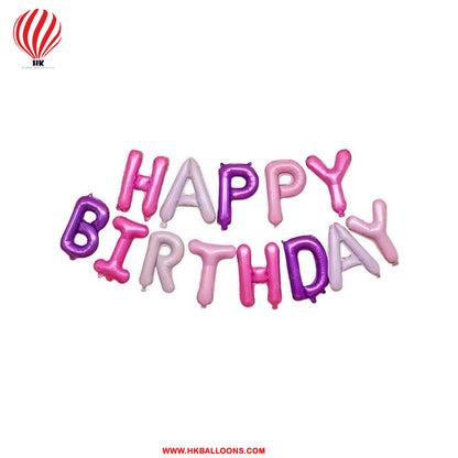 HK balloons Happy Birthday Balloons Banner Pink Purple White Happy Birthday Sign Letter Balloons 16 Inch Happy Birthday Balloon Happy Birthday Foil Balloons for Girls Happy Birthday Decorations