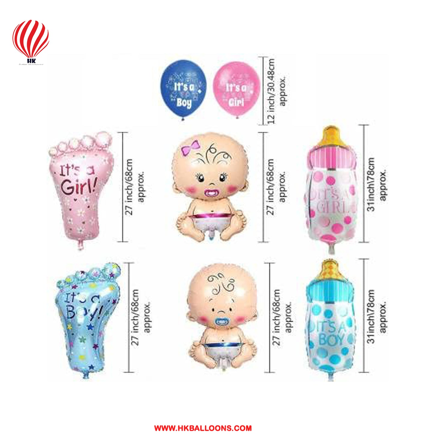 HK Balloons Pack of 36 Baby Shower Decoration Items Combo For Baby Girl Or Boy Arrival Decorations Baby Shower Party Decoration Set -Baby Shower Decoration Kit