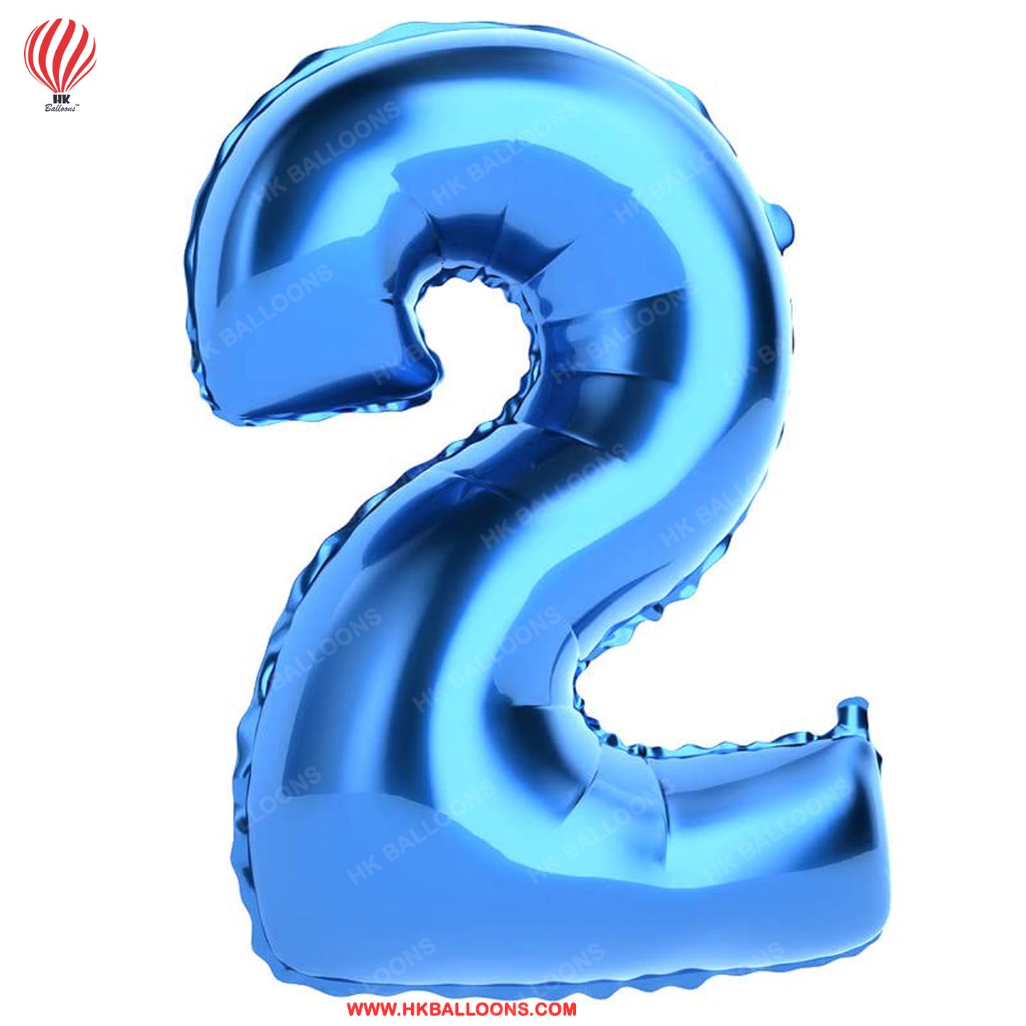 HK balloons  2 Number Numeric Digit Blue Foil Balloon