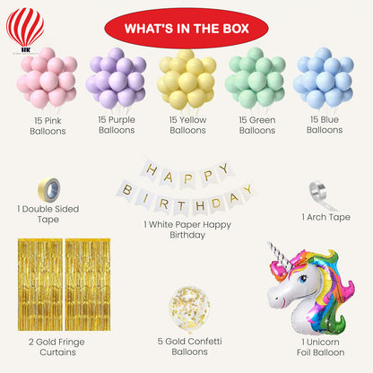 HK balloons Unicorn Theme Happy Birthday Decoration Items for Girls- 86pcs