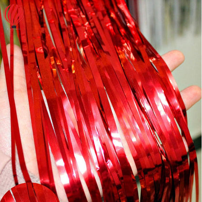 HK balloons Red Tinsel Fringe Curtain