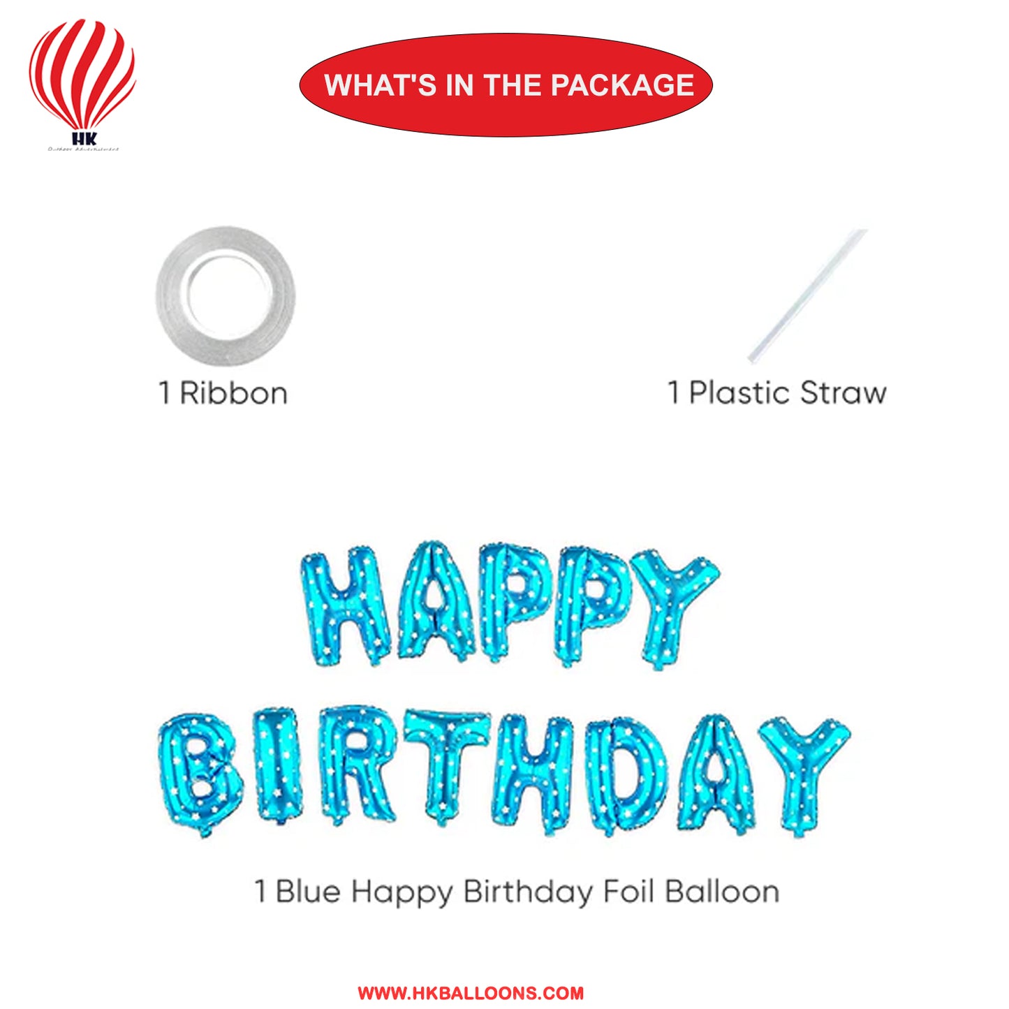 HK Happy Birthday Foil Balloon - 1 Pc | Birthday Decoration Items for Kids | Ballons for Birthday Decorations | Foil Birthday Banner (cardstock) for Boys, Girls | Happy Birthday