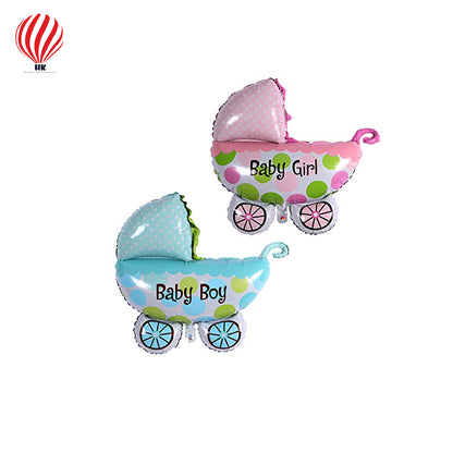 HK Balloons Pop the Party Baby Shower Pram Foil Balloons/Cradle Shape Foil Balloon/Baby Shower/Baby Girl Decoration Material