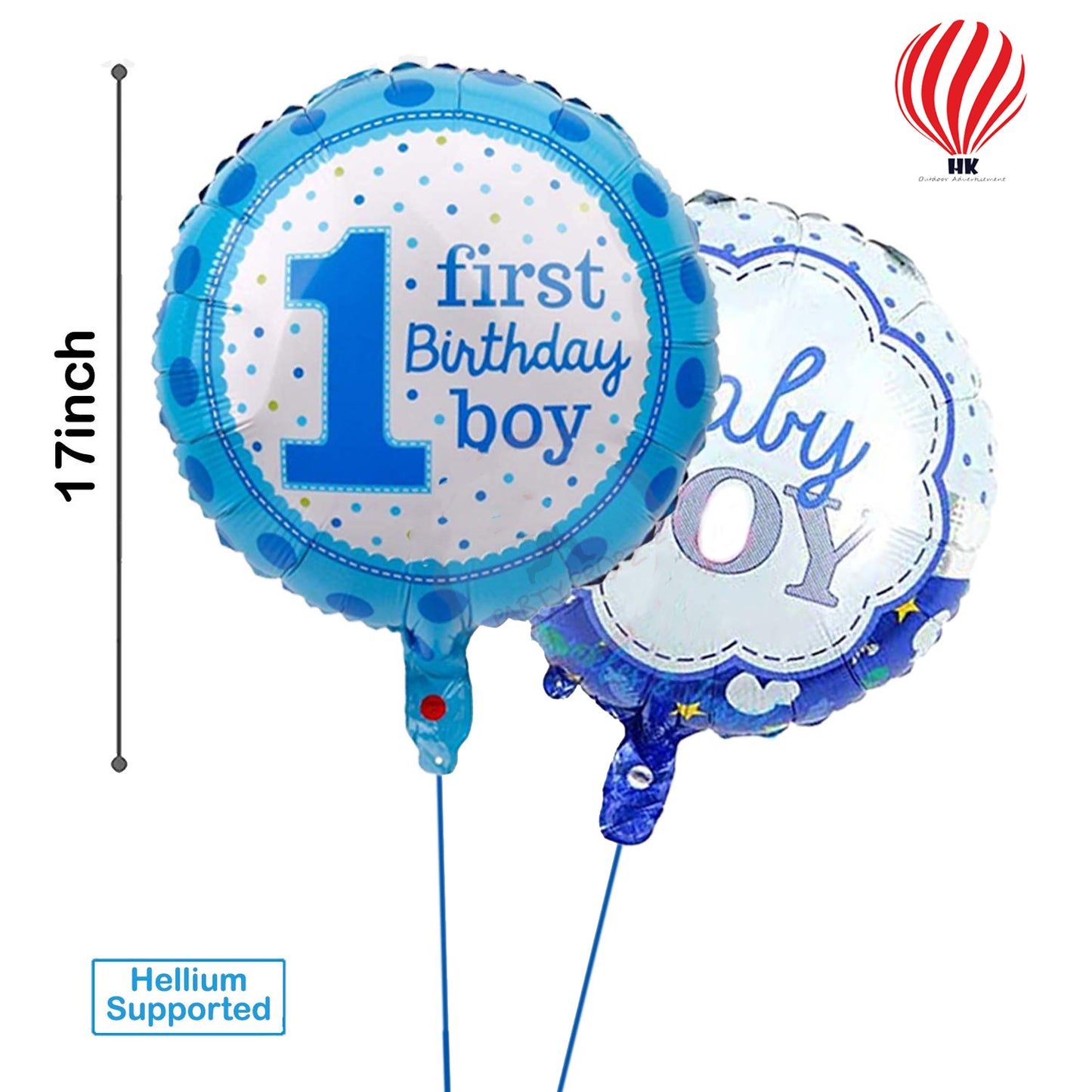 HK balloons 1st Birthday Balloons Decoration For Baby Boy - 5Pcs(Rubber, Blue)