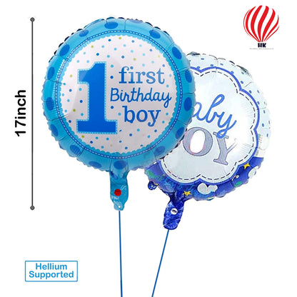 HK balloons 1st Birthday Balloons Decoration For Baby Boy - 5Pcs(Rubber, Blue)