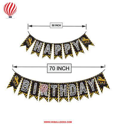 HK balloons® Happy Birthday Banner Decoration for Boys, Girls, Boyfriend, Girlfriend, (Construction Themed)