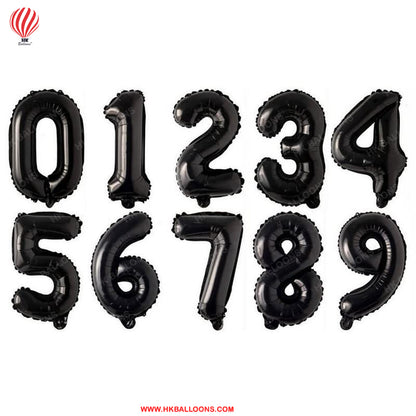 HK balloons  6 Number Numeric Digit Black Foil Balloon