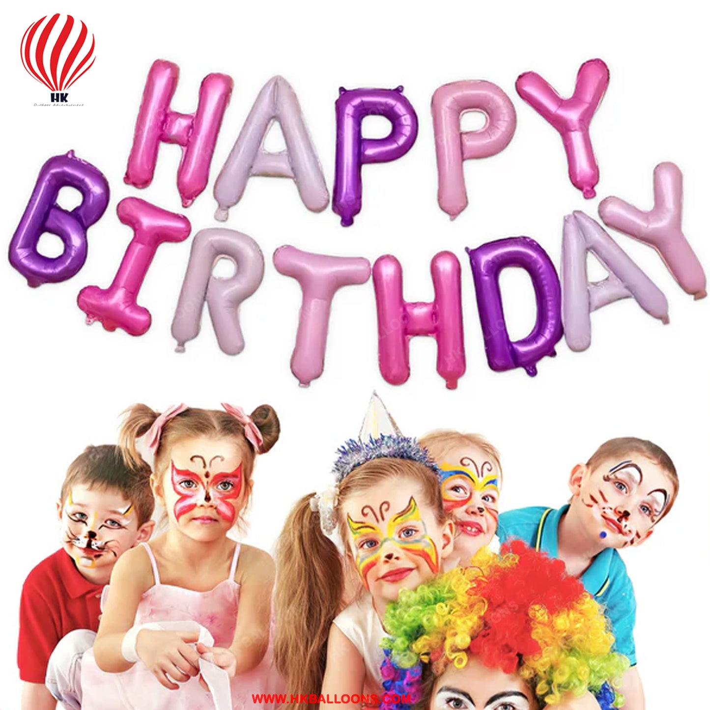 HK balloons Happy Birthday Balloons Banner Pink Purple White Happy Birthday Sign Letter Balloons 16 Inch Happy Birthday Balloon Happy Birthday Foil Balloons for Girls Happy Birthday Decorations