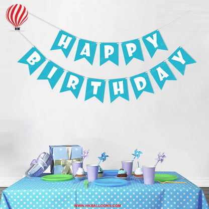 HK balloons Blue theme Happy birthday decoration item kit for boys/ b’day banner