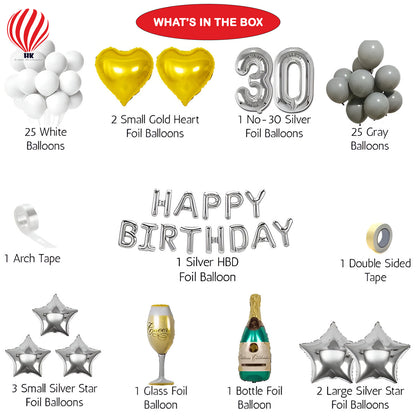 HK balloons Happy 30th birthday decoration for men and women | Foil balloon set