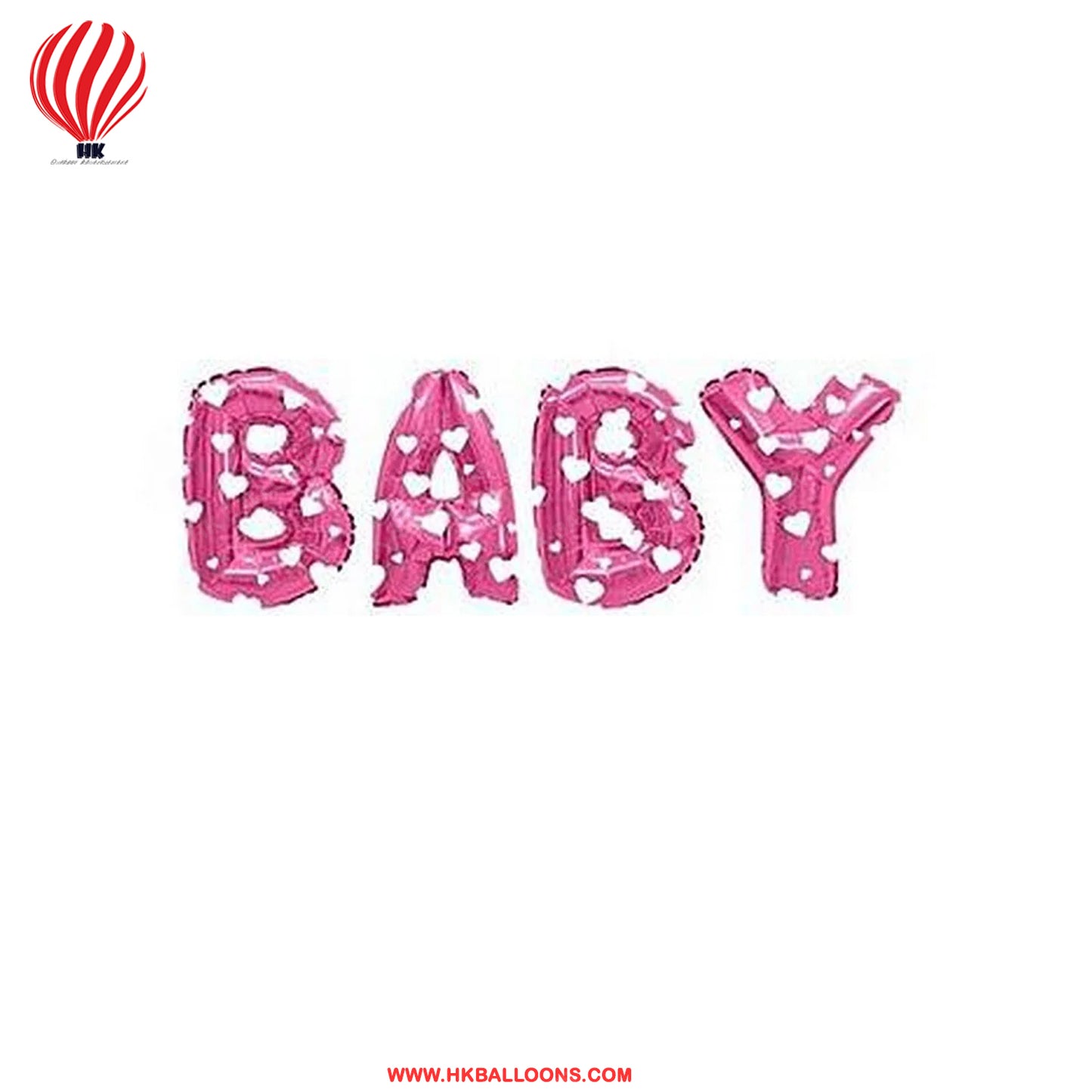 HK Balloons Pink Printed Baby Shower Word Letters Metallic foil Balloons (Pack of - 10, 16 Inch)