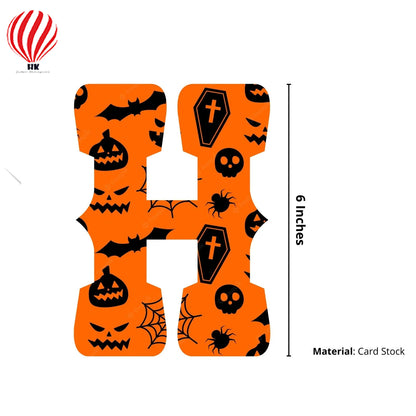 HK balloons Happy Halloween Banner - (14 Cards / Cardstock / 6 Inch / Black,Orange)