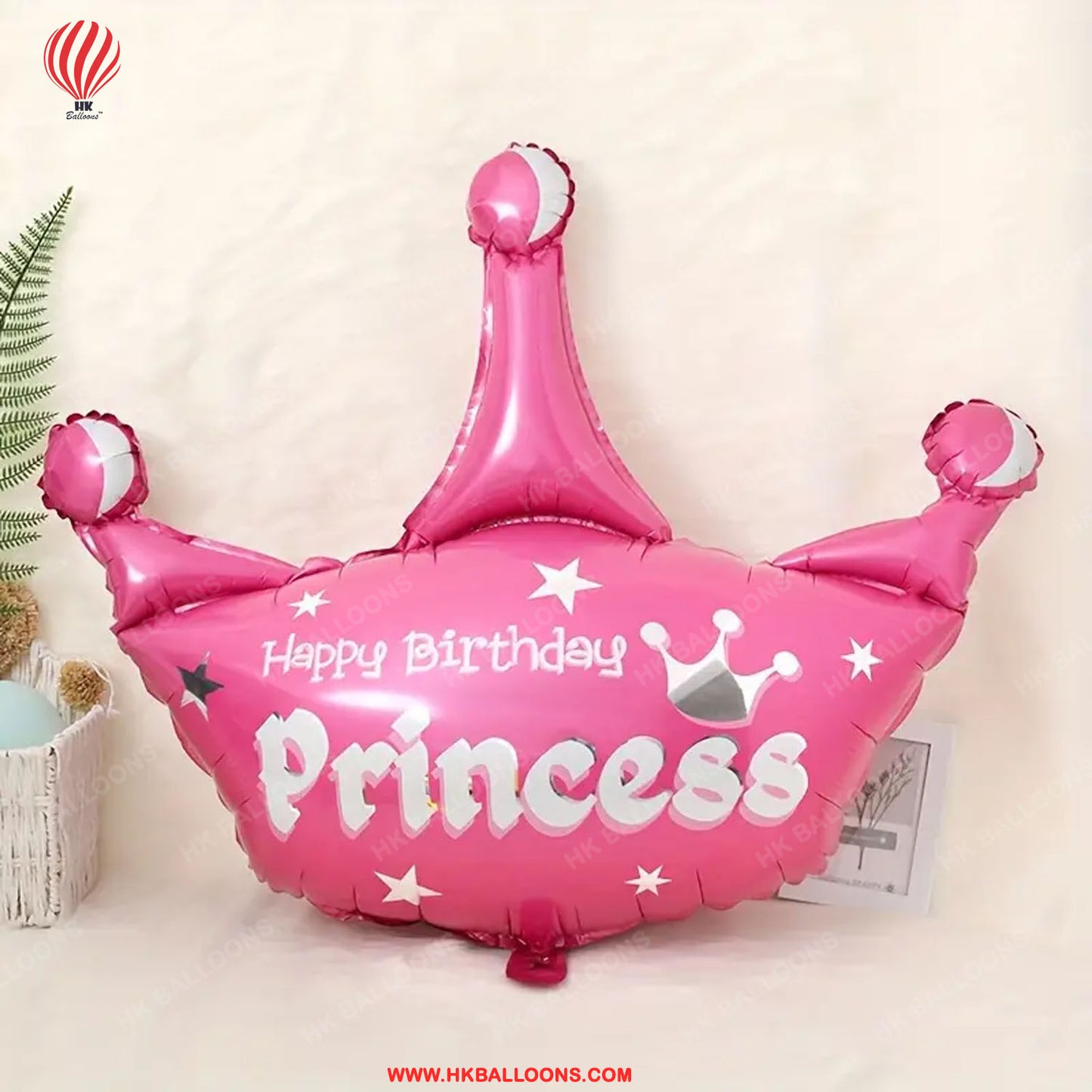 HK balloons 1pc, Giant Princess Crown Foil Balloons Pink Birthday Party Decorations Girls Party Supplies Baby Shower Decoration Home Room Decor