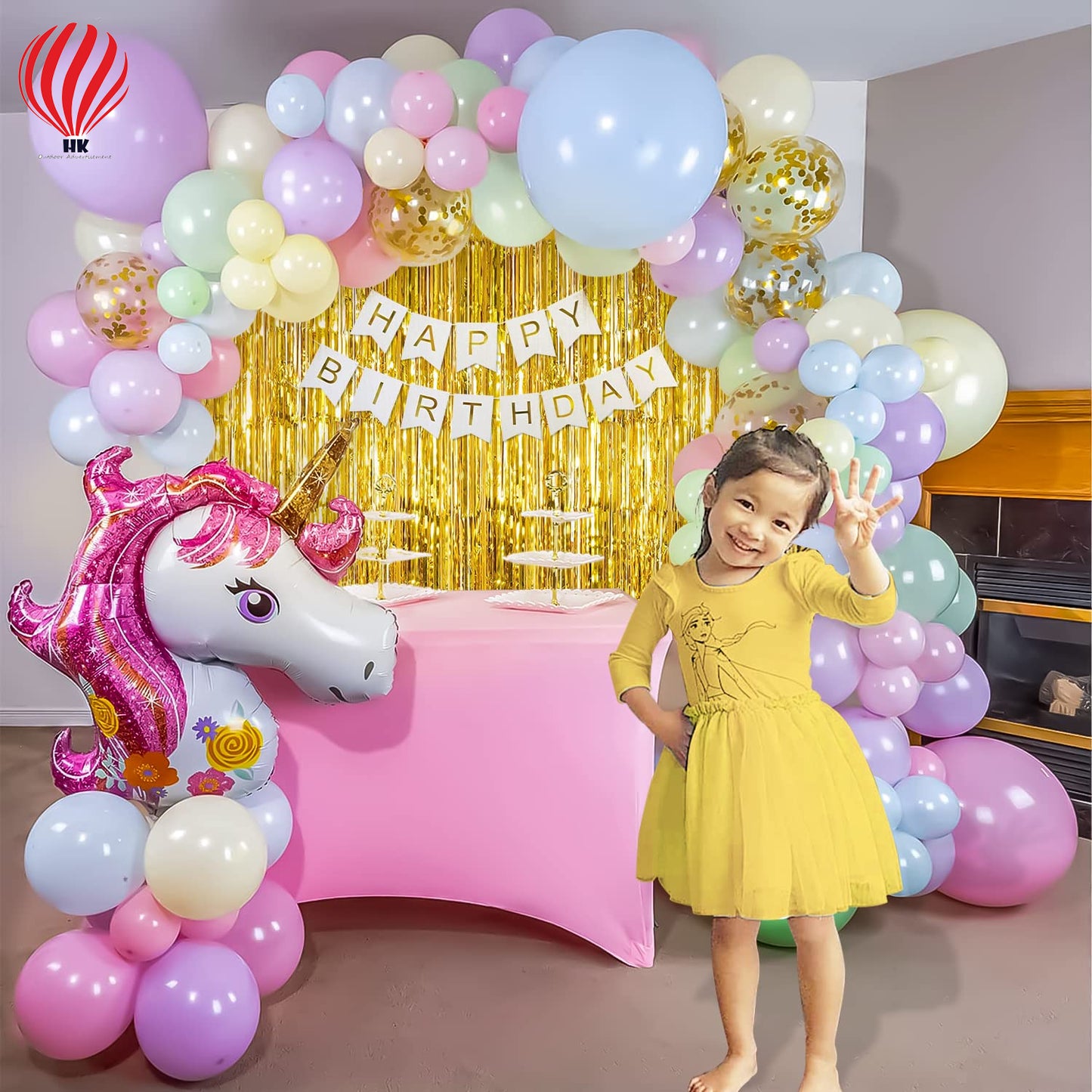 HK balloons Unicorn Theme Happy Birthday Decoration Items for Girls- 86pcs