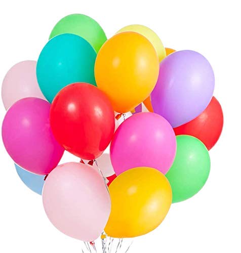 HK balloons® Colourful Balloons,100 Pieces 9 inch Multi Coloured Balloons,(Pack of 100) Multicolor