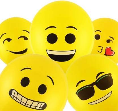 HK Balloons Smiley Balloon Printed Face Expression Latex Balloon 30 Pcs, Yellow/Emoji Balloon/Smiley Balloon/Birthday Decoration/Birthday return gifts for birthday anniversary decorations